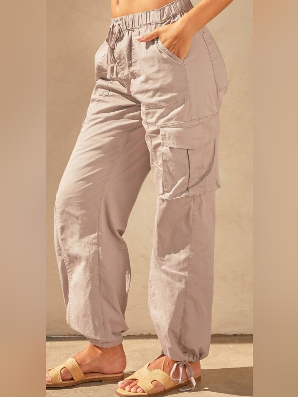 YMI Mid Rise Baggy Cargo Pants Small Cinch Ankle Lavender Gray Streetwear Y2K